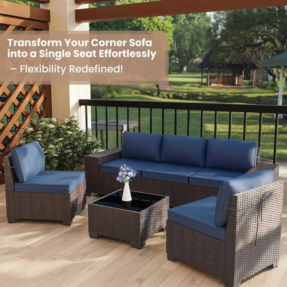 XIAOLANG Outdoor Patio Furniture Conversation Set Weather PE Rattan Wicker