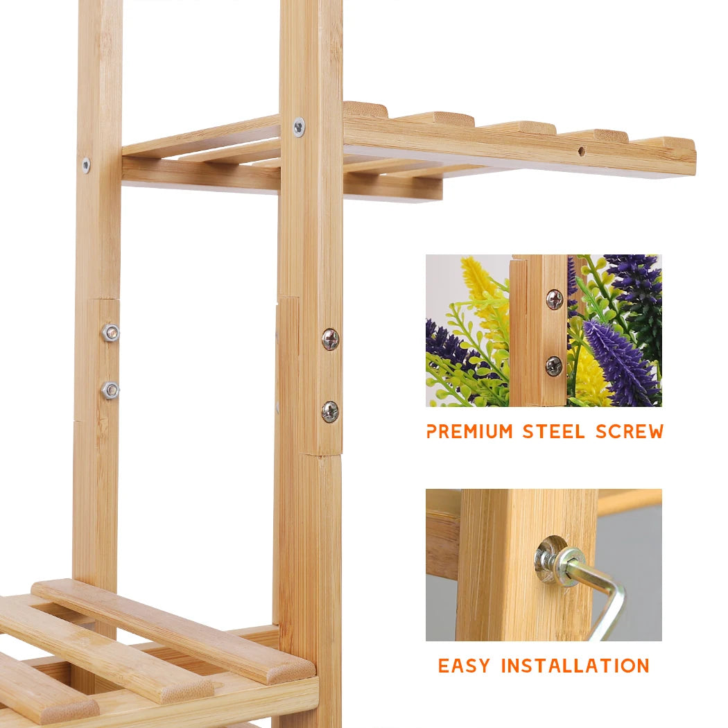 Bamboo Six Tier Plant Stand Rack For Indoor Outdoor Display