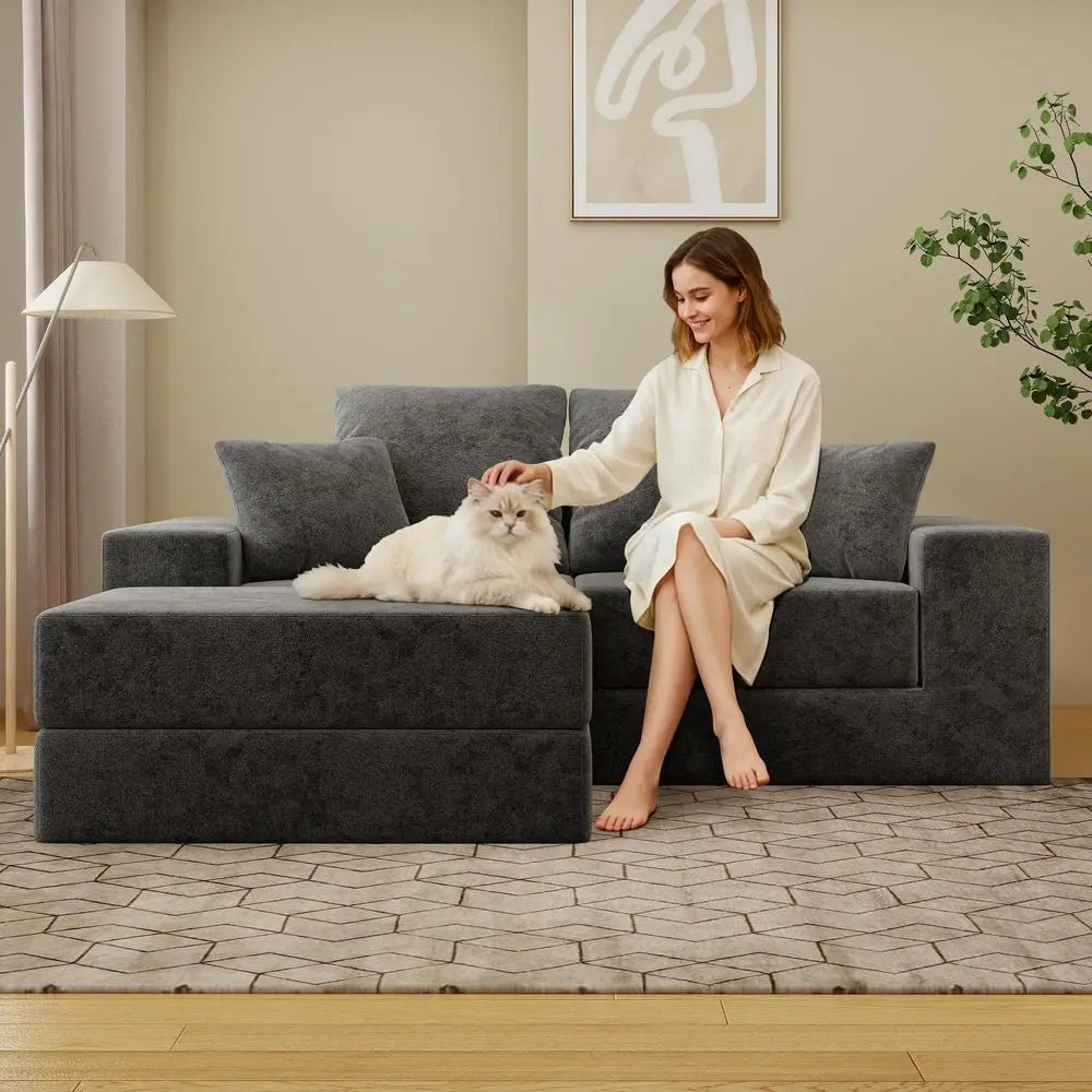 Modular Sectional Sofa With Reversible Chaise Sleeper Modern L Shaped