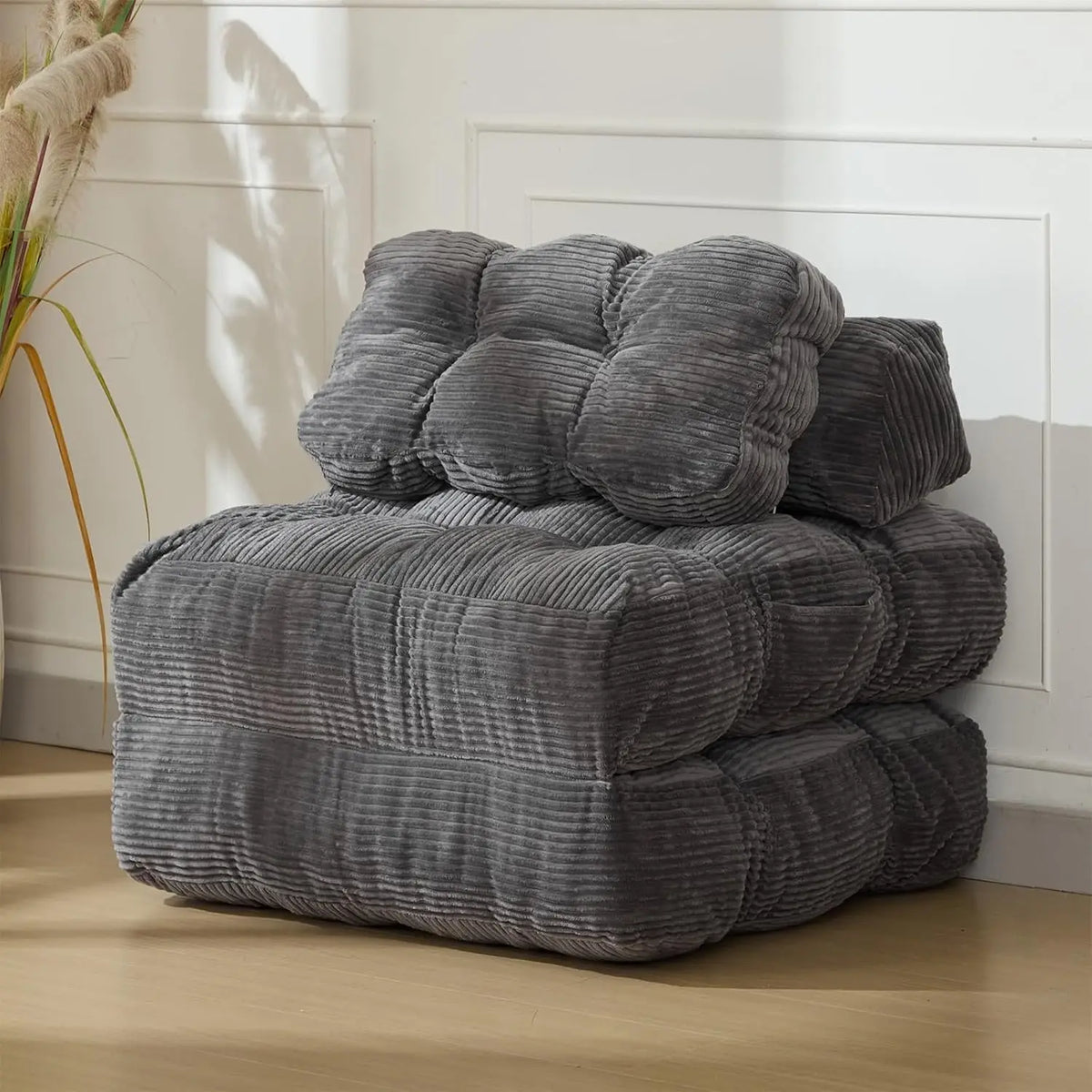 Folding Sofa Bed,Convertible Sleeper Chair with Pillow Foldable Mattress&Side Pocket, Fold Out Chair Bed Comfy Floor Sofa Lounge