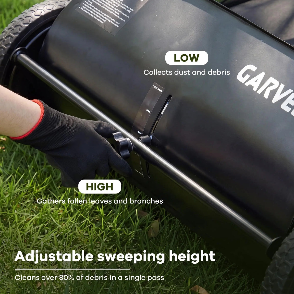 HiMISS Push Lawn Sweeper Efficient Leaf And Grass Collector