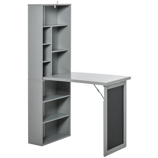 HOMCOM Foldout Convertible Office Desk With Wall Mount And Blackboard