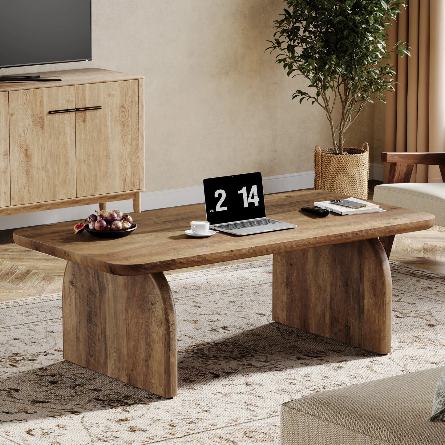 Tribesigns Farmhouse Rectangular Coffee Table Center Cocktail Table