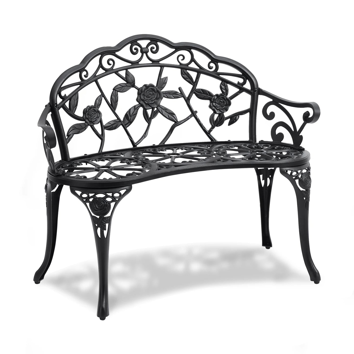 SucceBuy Outdoor Wood Metal Garden Bench 480 Lb Capacity