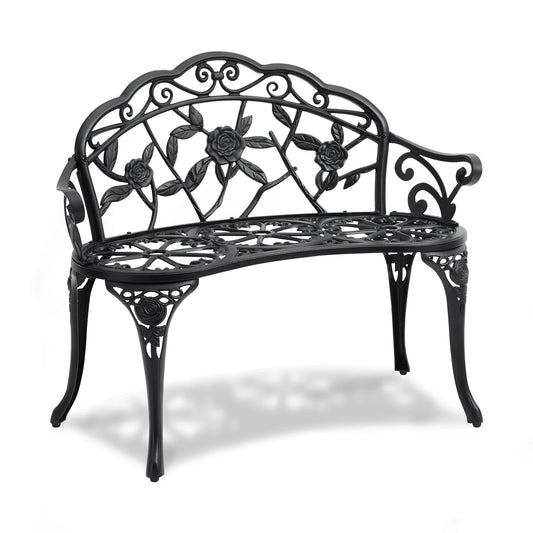 SucceBuy Outdoor Wood Metal Garden Bench 480 Lb Capacity