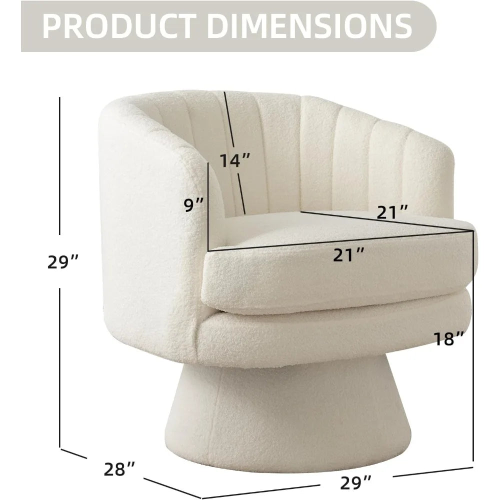 Modern 360 Degree Swivel Barrel Chair With Soft Cushioned Sherpa Armchair
