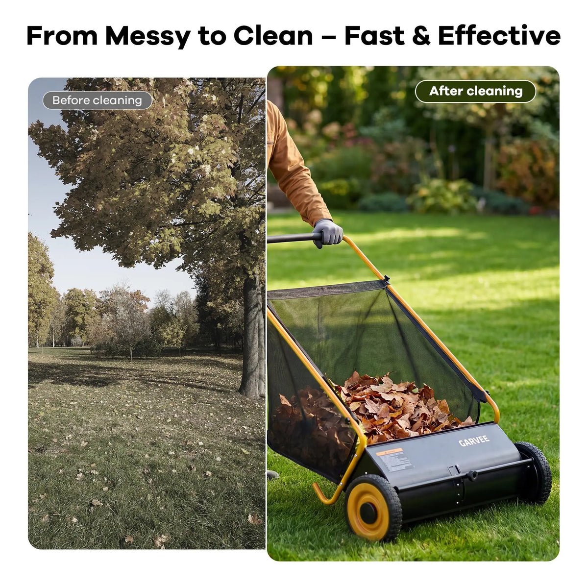 HiMISS Push Lawn Sweeper Efficient Leaf And Grass Collector