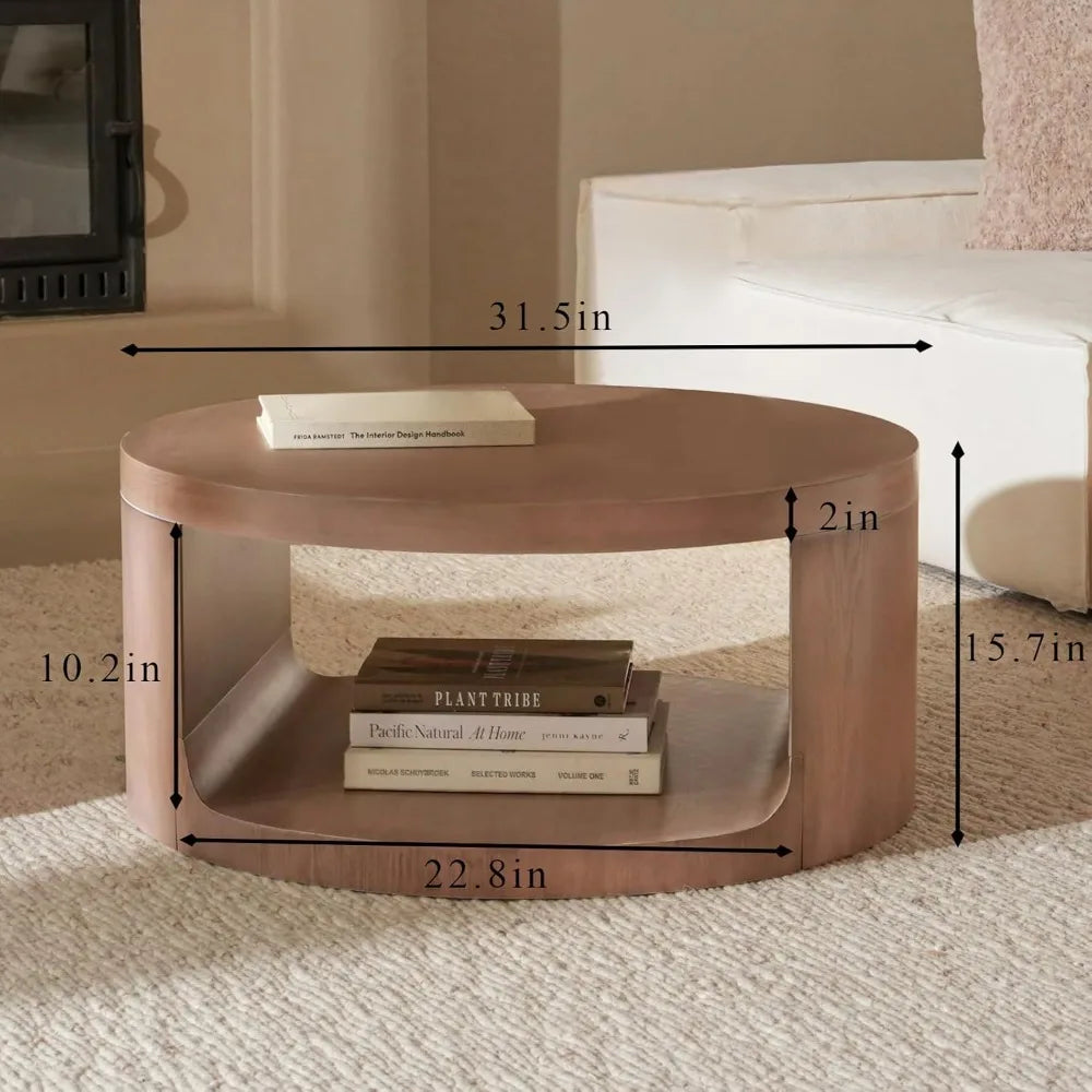 Coffee Table With Storage Two Tier Circle Wood Center Tables