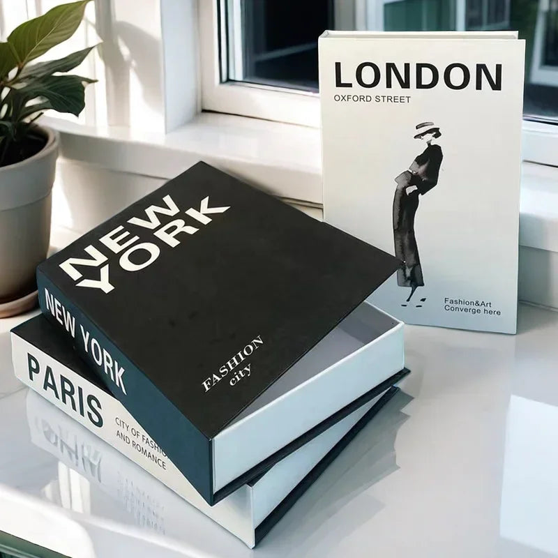 Open Luxury Fake Book Storage Box Paris Home Decor