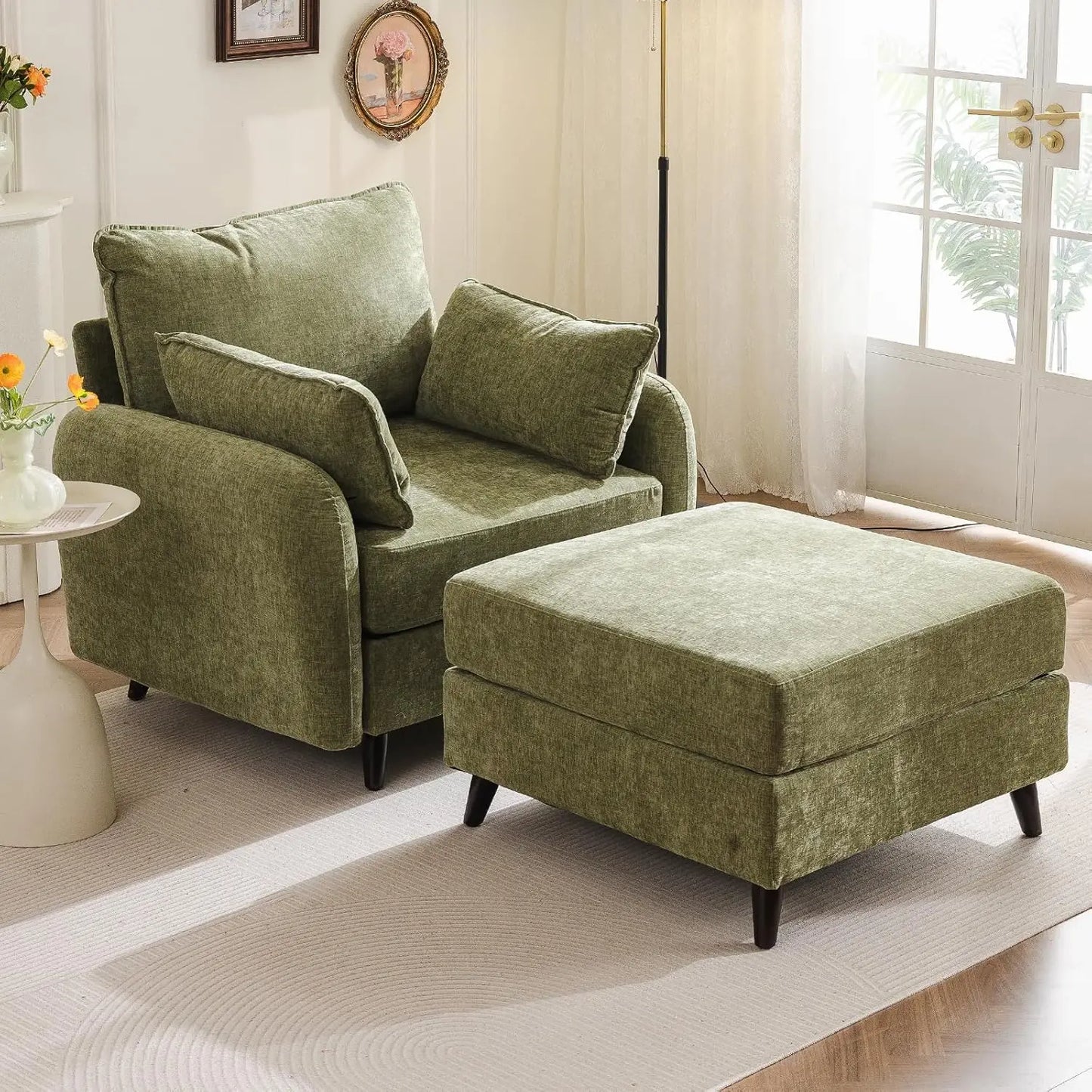 MOYU Accent Chair With Ottoman Storage Living Room