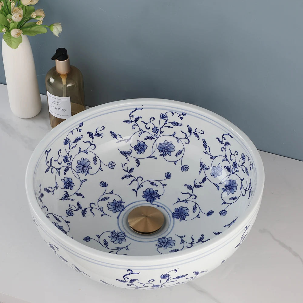 MEKKHALA ZAPPO Ceramic Round Basin Sink Faucet Combo