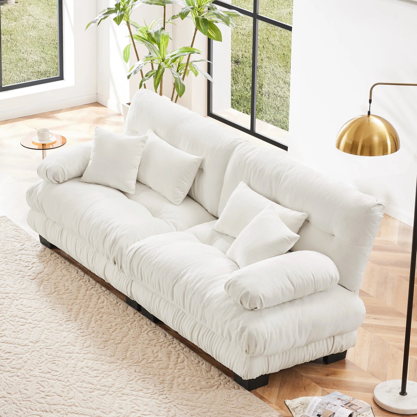 Chenille Modular Sectional Sofa Couch With Ottomans