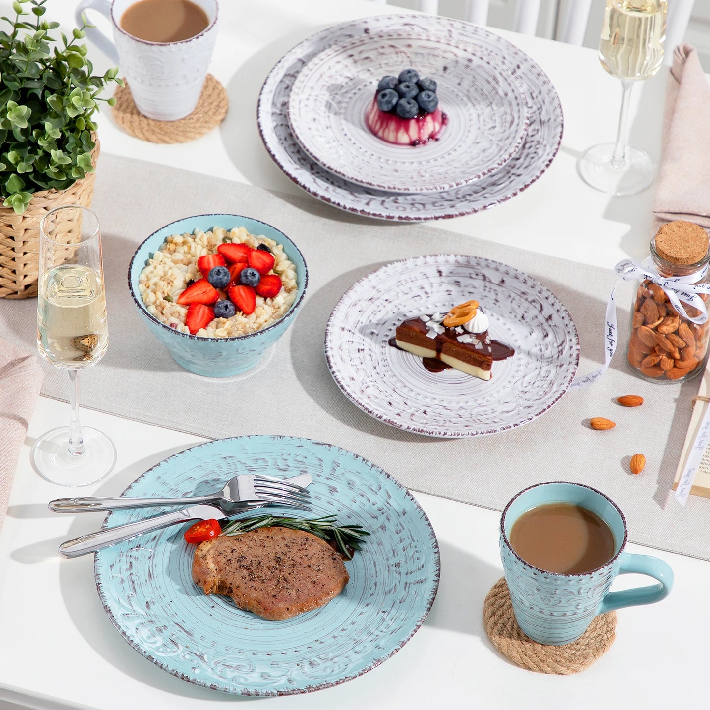 Vancasso Vine Ceramic Dinnerware Set Stoneware Tableware
