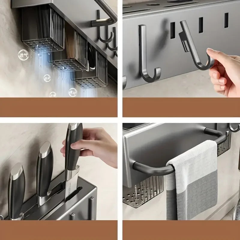Heavy Duty Carbon Steel Wall Mount Knife Rack For Utensils