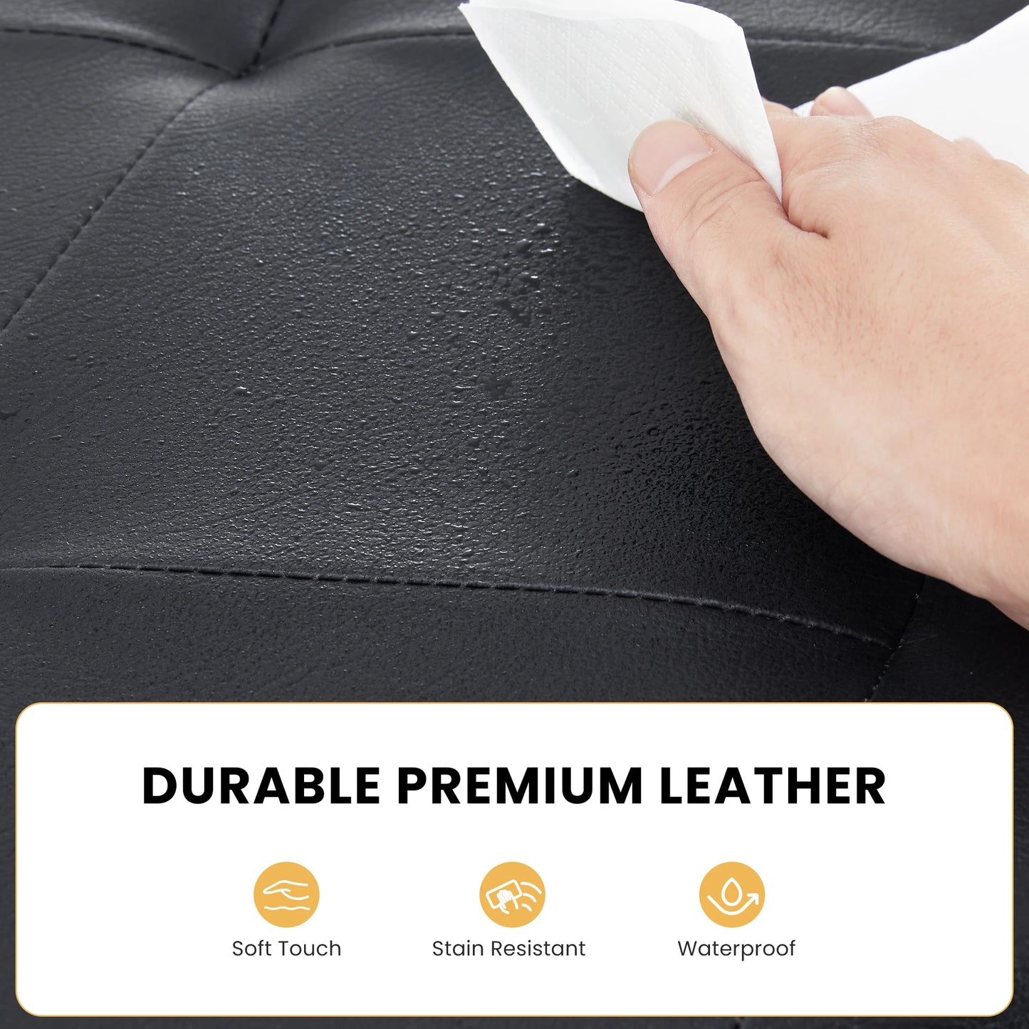 JHK Leather Premium Storage Ottoman Bench for Living Room