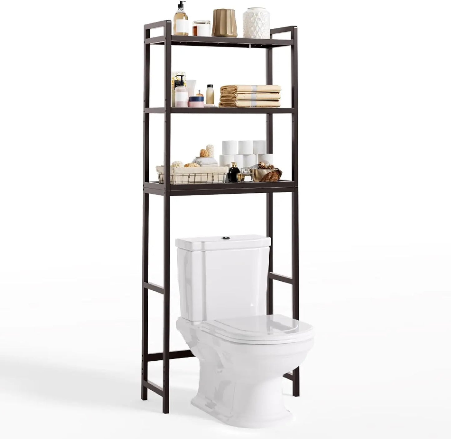 XMSJ 3 Tier Bamboo Over Toilet Cabinet With Adjustable Shelves