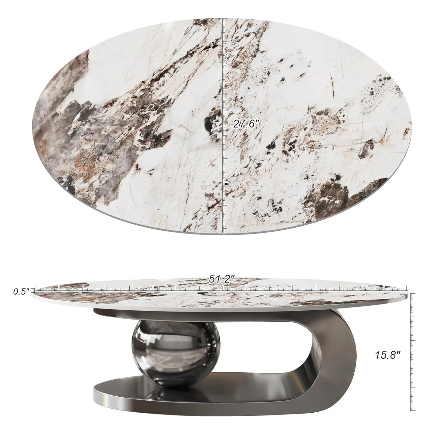 Modern Coffee Table With Stainless Steel Pedestal Luxury