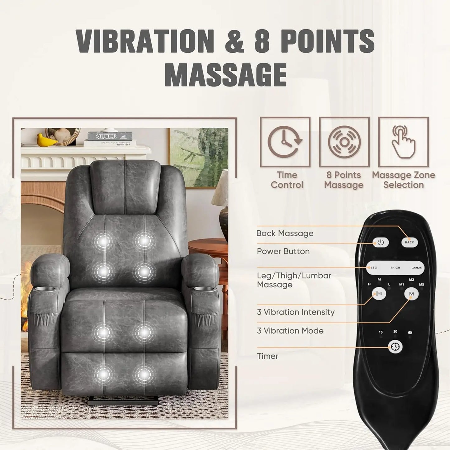 Power Lift Recliner Chair For Elderly With Cup Holders