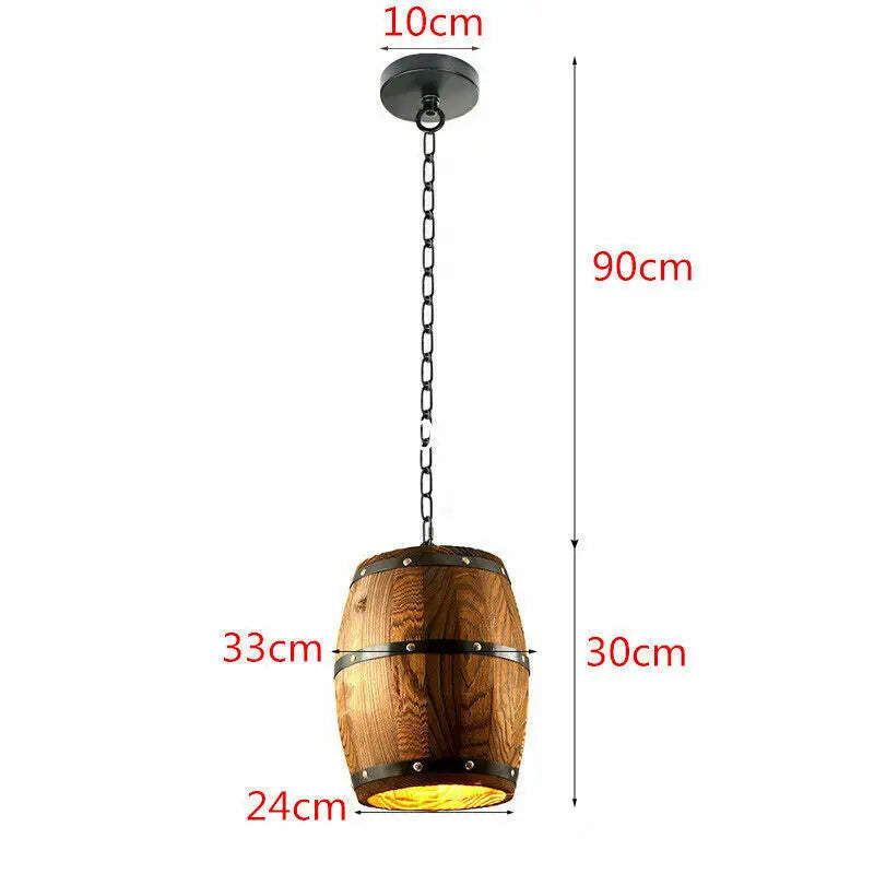 Vintage Wine Barrel Pendant Light Wood Rustic Ceiling Lamp