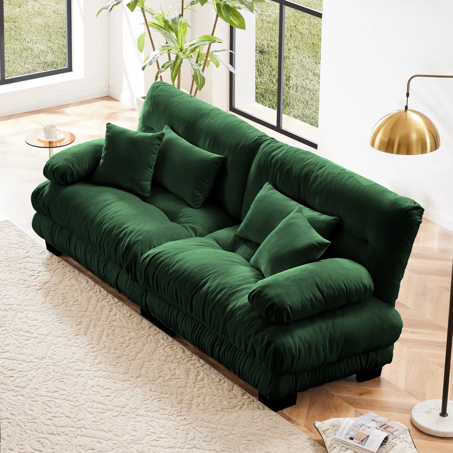 Chenille Modular Sectional Sofa Couch With Ottomans