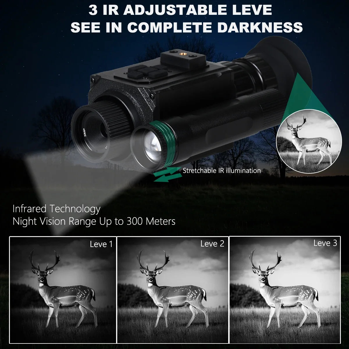 Megaorei Night Vision Goggles 5X Monocular HD 1080P for Hunting