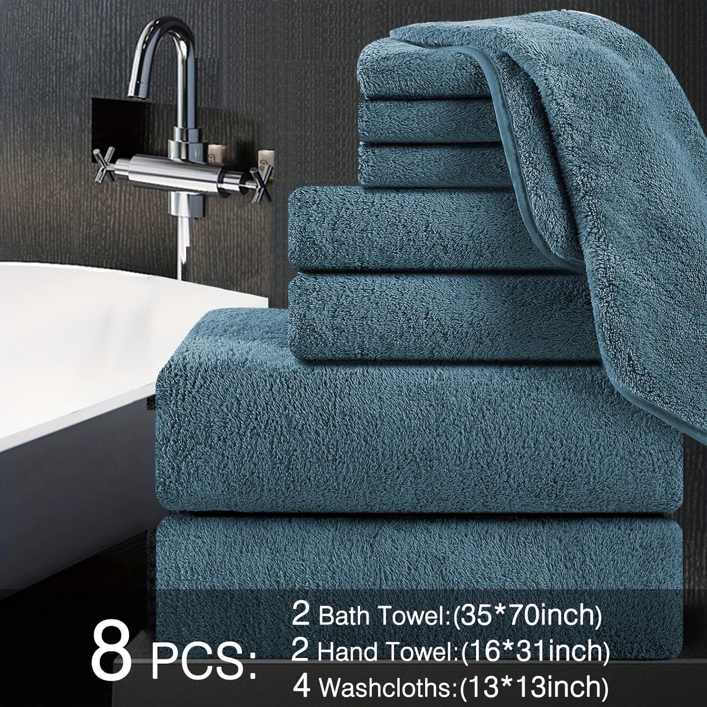 Belista Bath Towels Set 100 Percent Polyester Absorbent Machine Washable