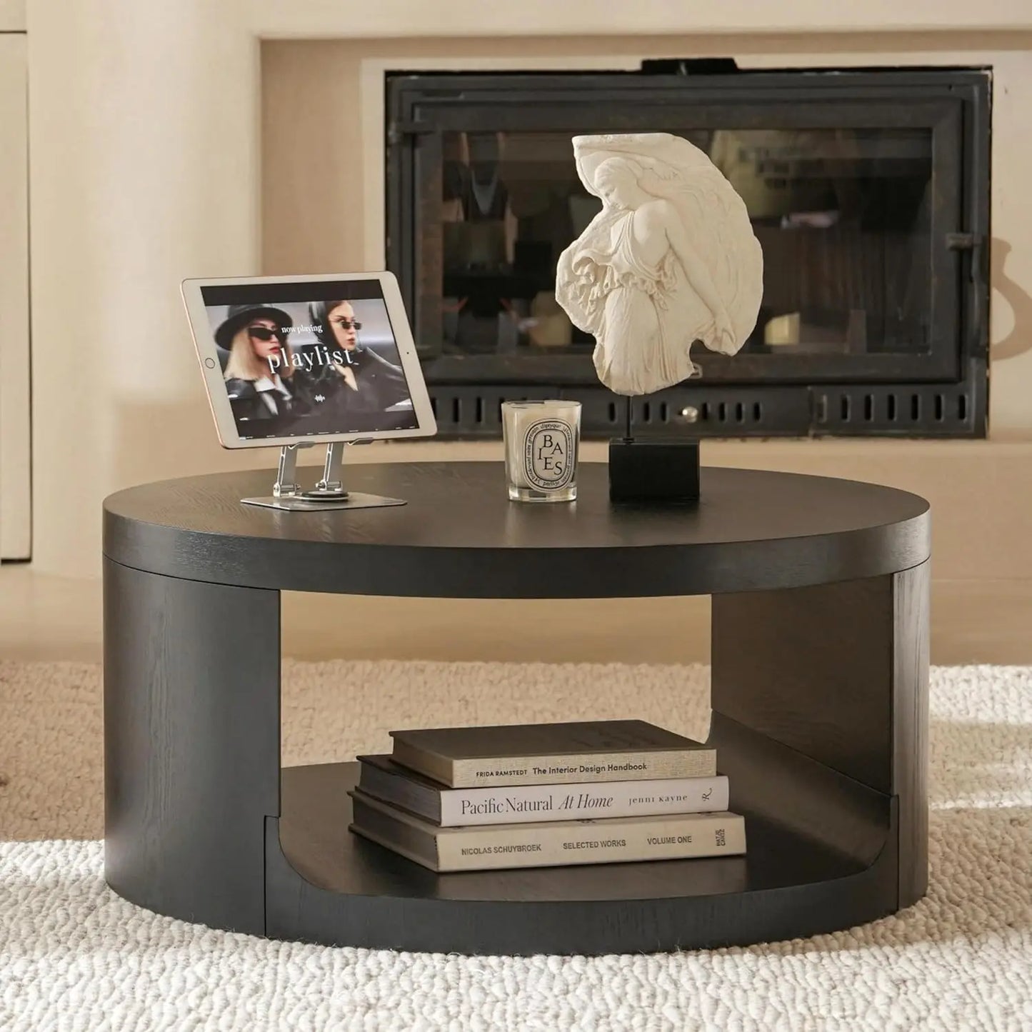 Coffee Table With Storage Two Tier Circle Wood Center Tables