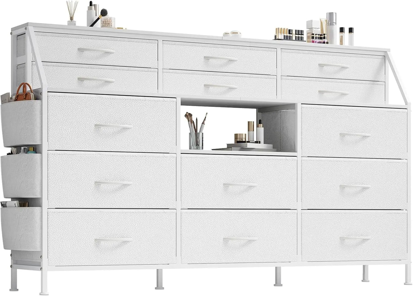 TWISTER.CK 14 Drawer Dresser With Wooden Top Fabric Chest Bedroom