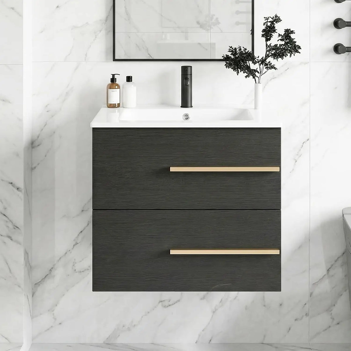 Modern Wall Mounted Floating Bathroom Vanity Cabinet With Sink