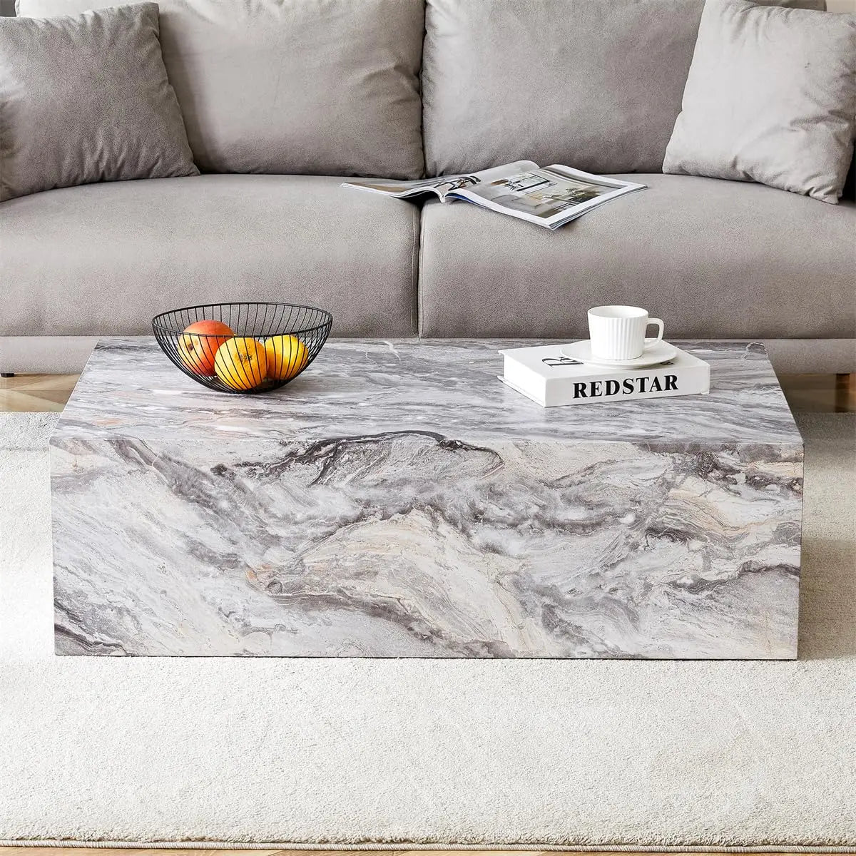 Minimalist Modern Faux Marble Coffee Table