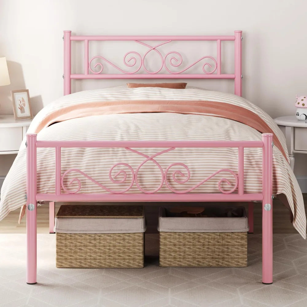 Twin Metal Platform Bed Frame With Headboard And Footboard