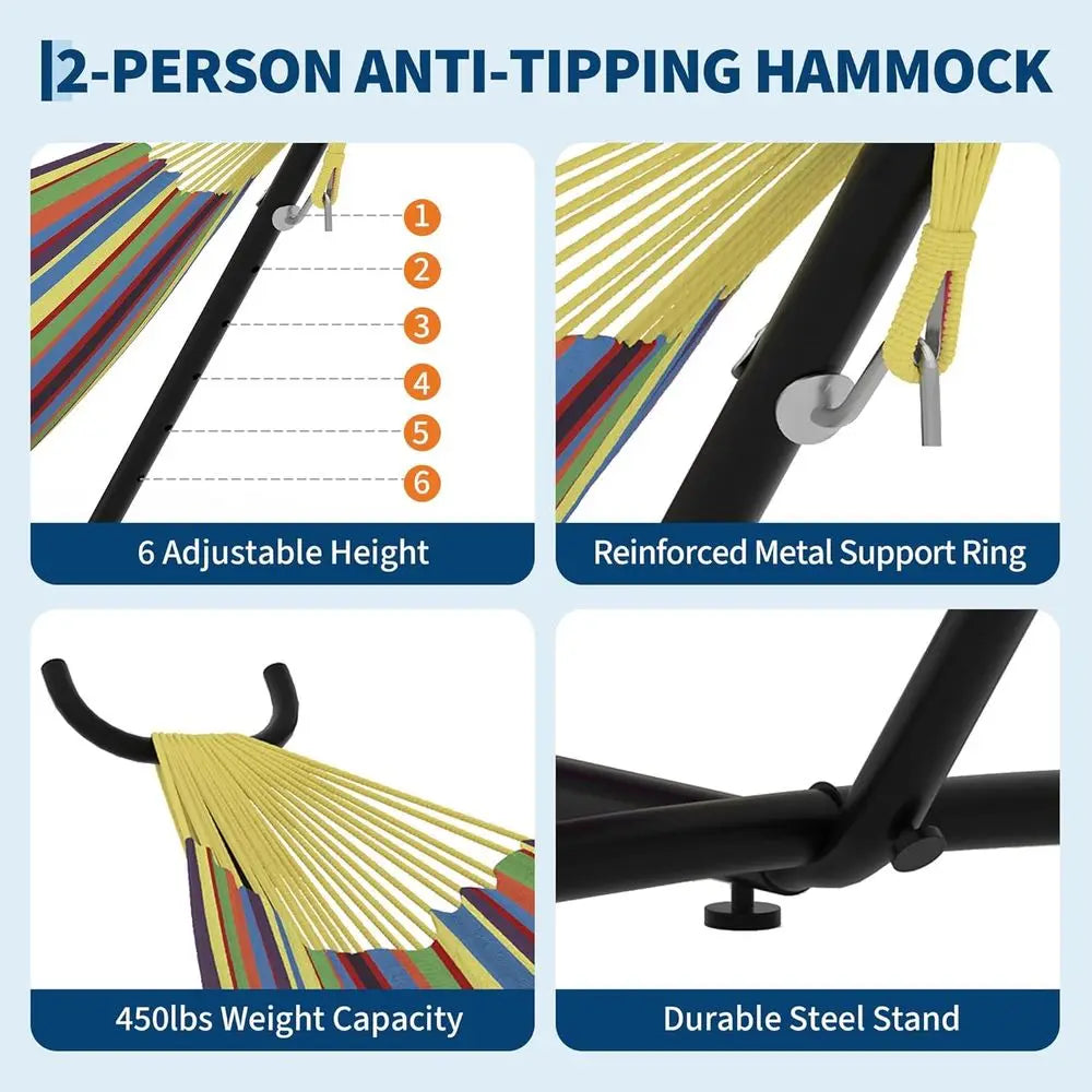 Two Person Hammock With Stand Outdoor Patio Heavy Duty Steel