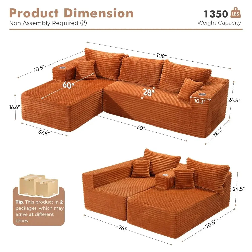 Guangbai Memory Foam Sectional Sofa With Chaise Modern L Shape