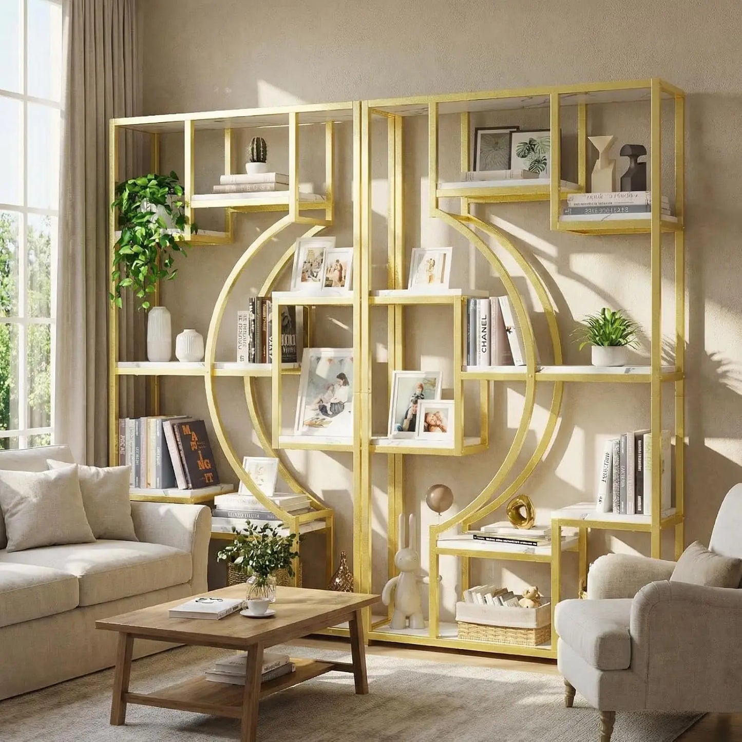 Geometric Bookshelf Metal Frame Etagere Display Shelf