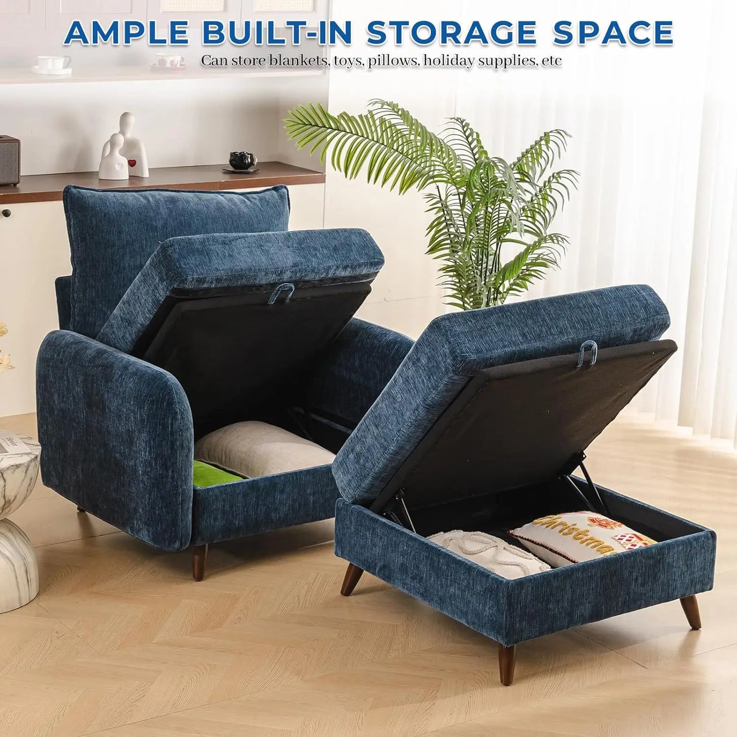 MOYU Accent Chair With Ottoman Storage Living Room