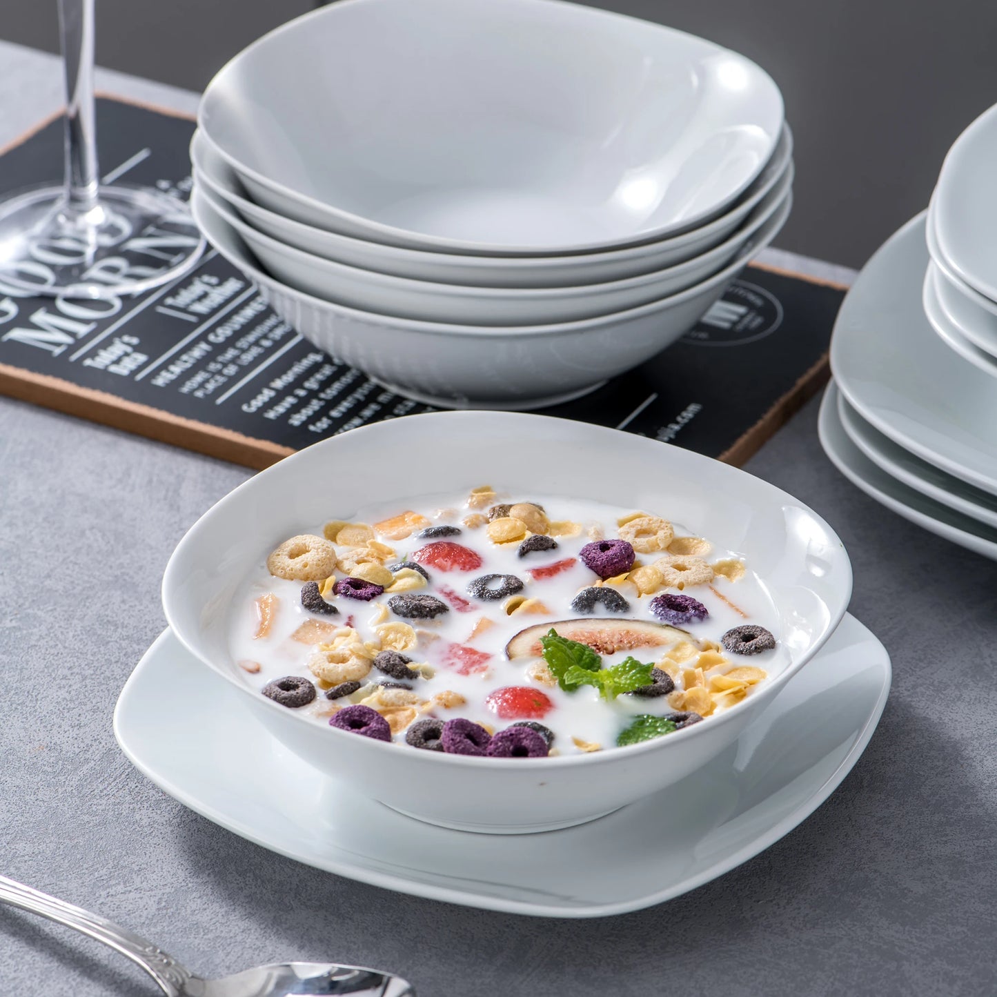 MALACASA Elisa 24 Piece Ceramic Porcelain Dinner Set For 6