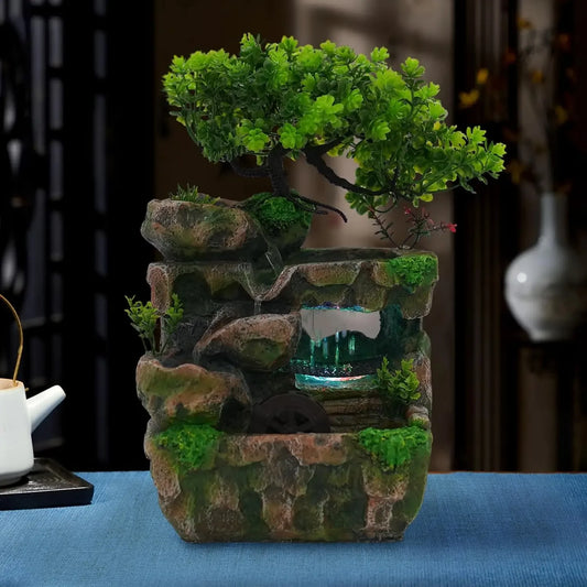 Indoor Tabletop Waterfall Fountain With Pump And LED Light