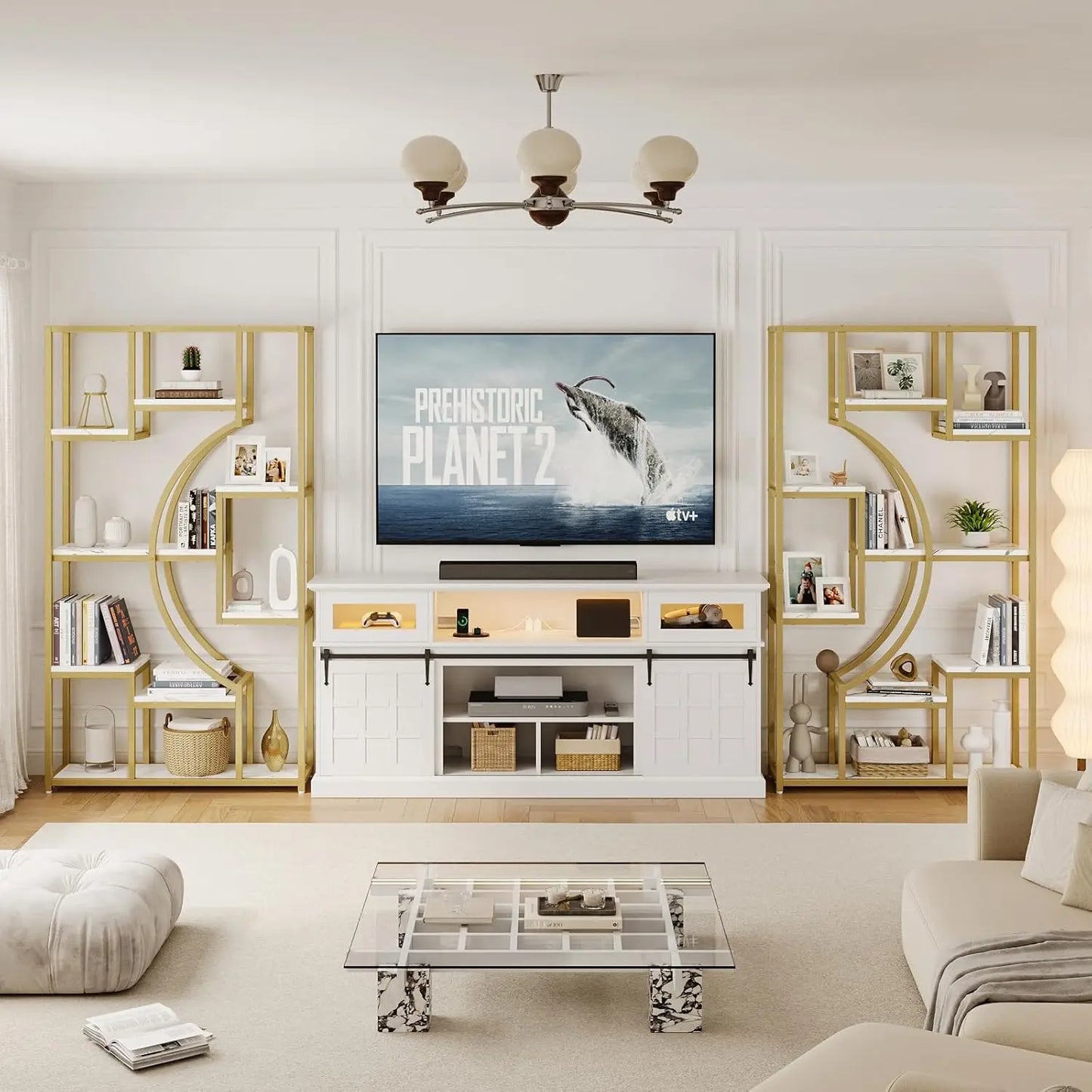 Geometric Bookshelf Metal Frame Etagere Display Shelf