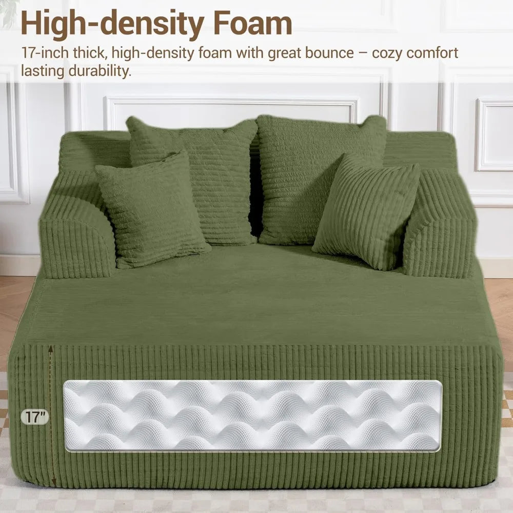Chaise Lounge Chair Sofa Bed With Armrests And Pillows