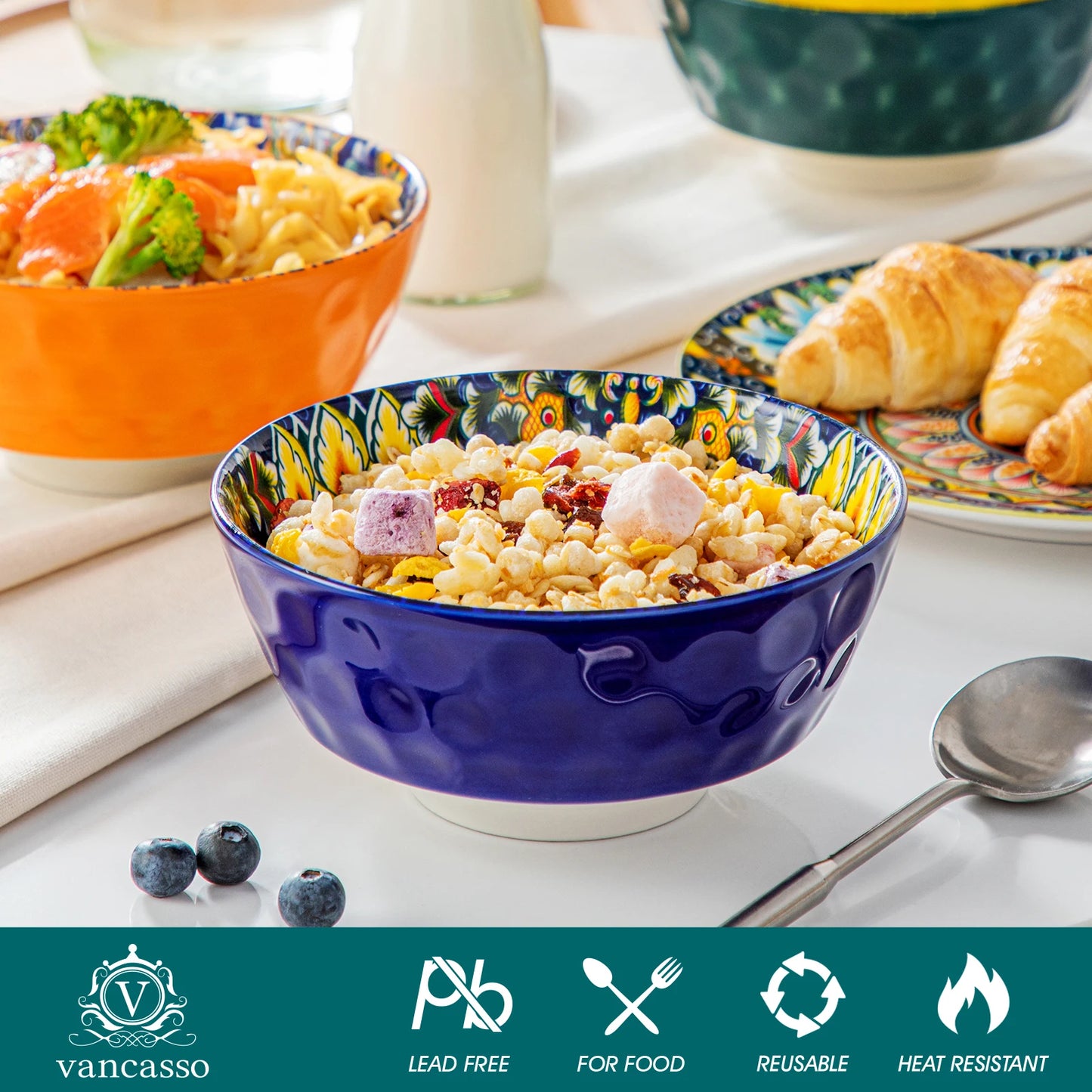 MALACASA Ceramic Soup Bowls Set Dishwasher Safe Cereal Soup