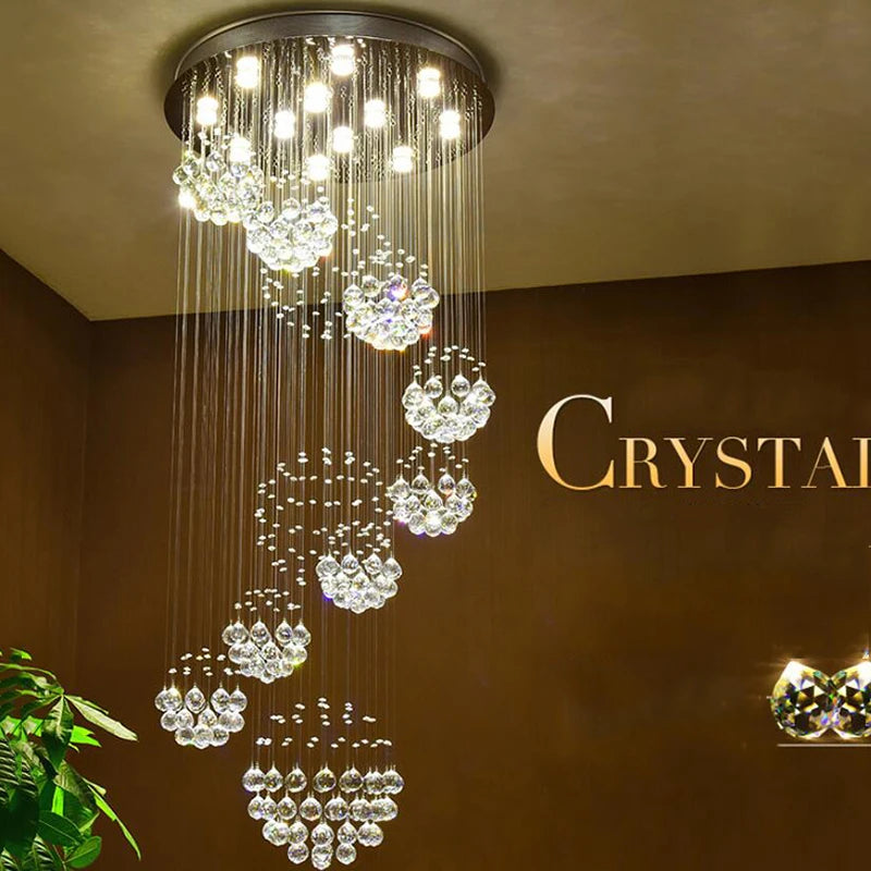 Modern Stainless Steel Crystal LED Ceiling Chandelier For Home
