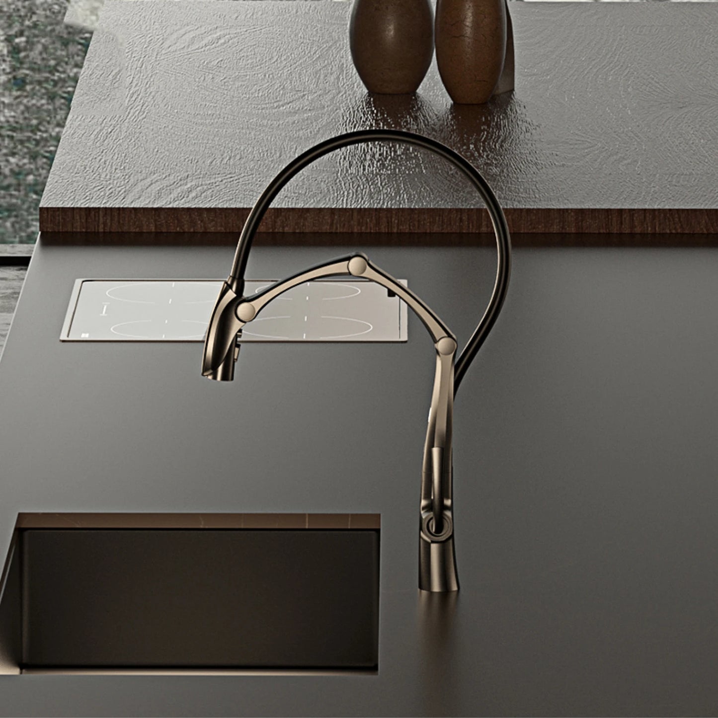 Aitana Luxury Brass Kitchen Faucet With Pullout Spray