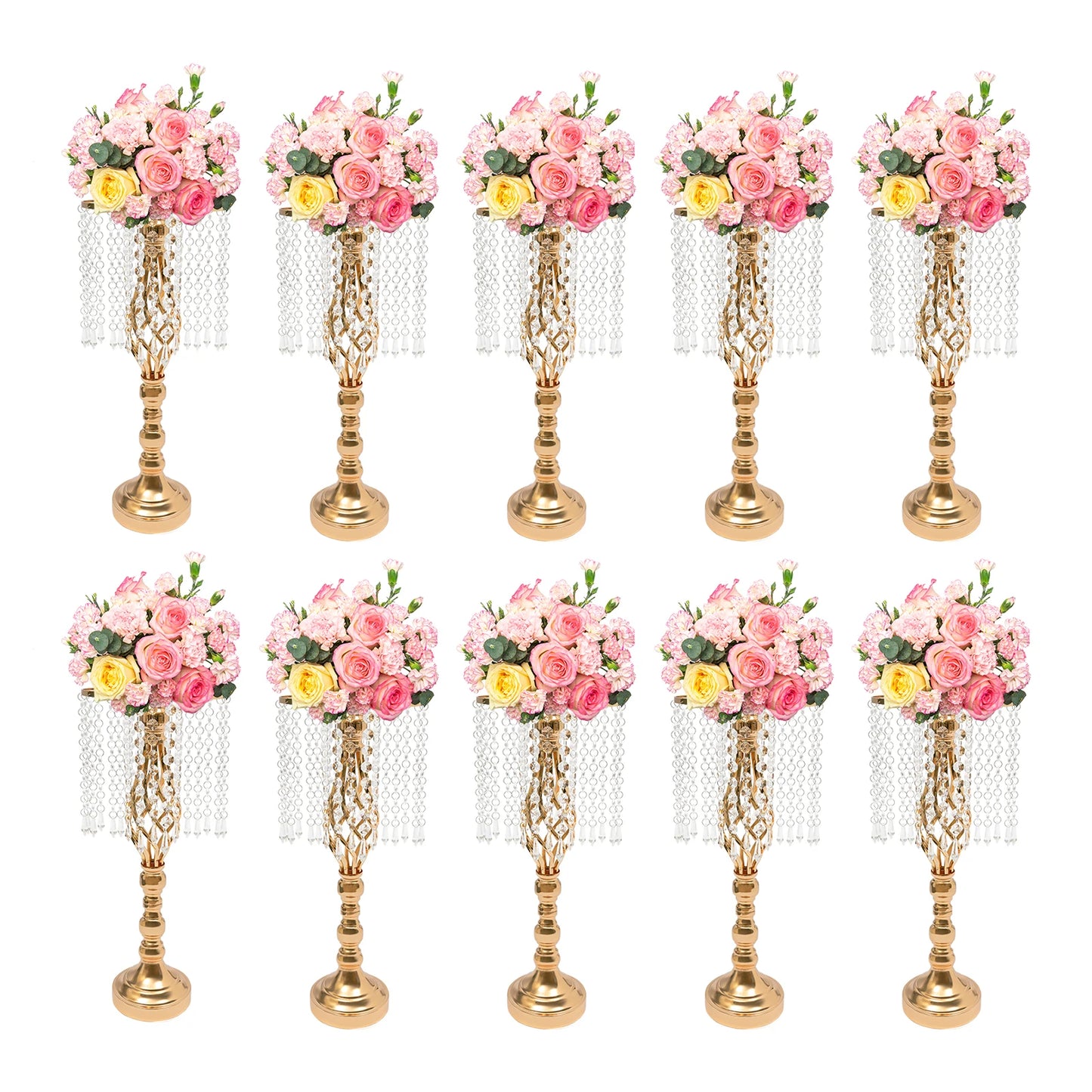 Crystal Flower Stand Wedding Centerpiece Holder Iron Vase