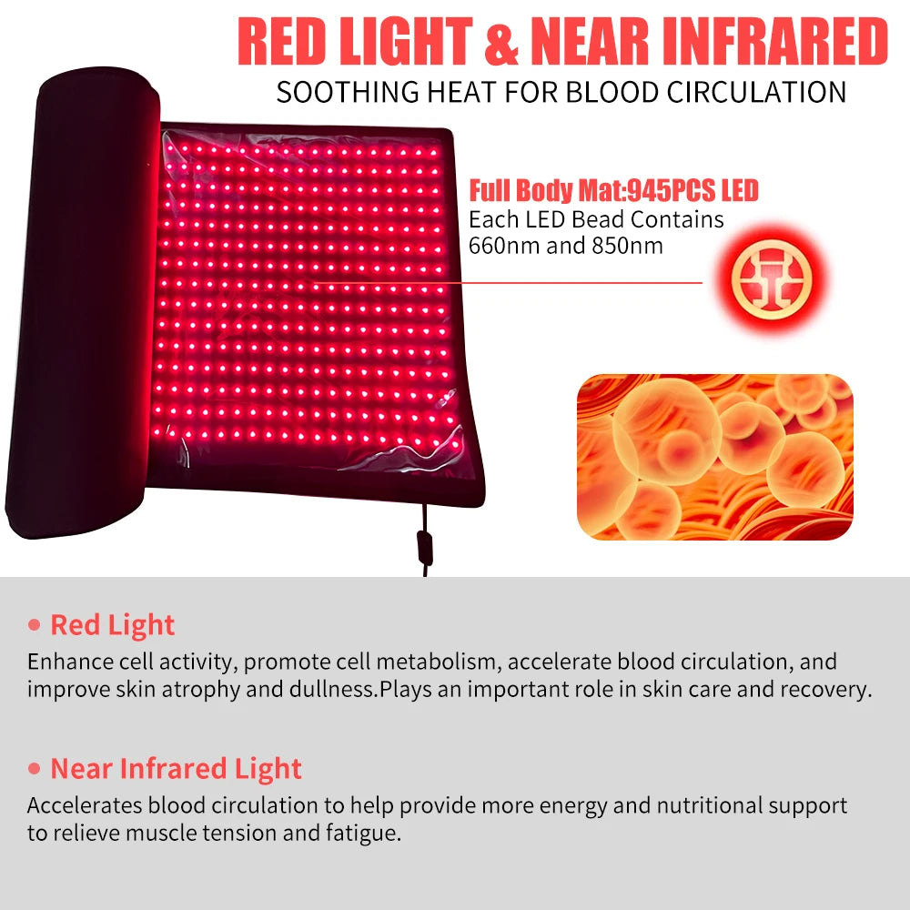 Red Light Therapy Mat Full Body With 660nm 850nm LEDs