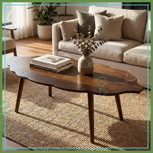Mid Century Modern Leaf Coffee Table In Solid Walnut Wood