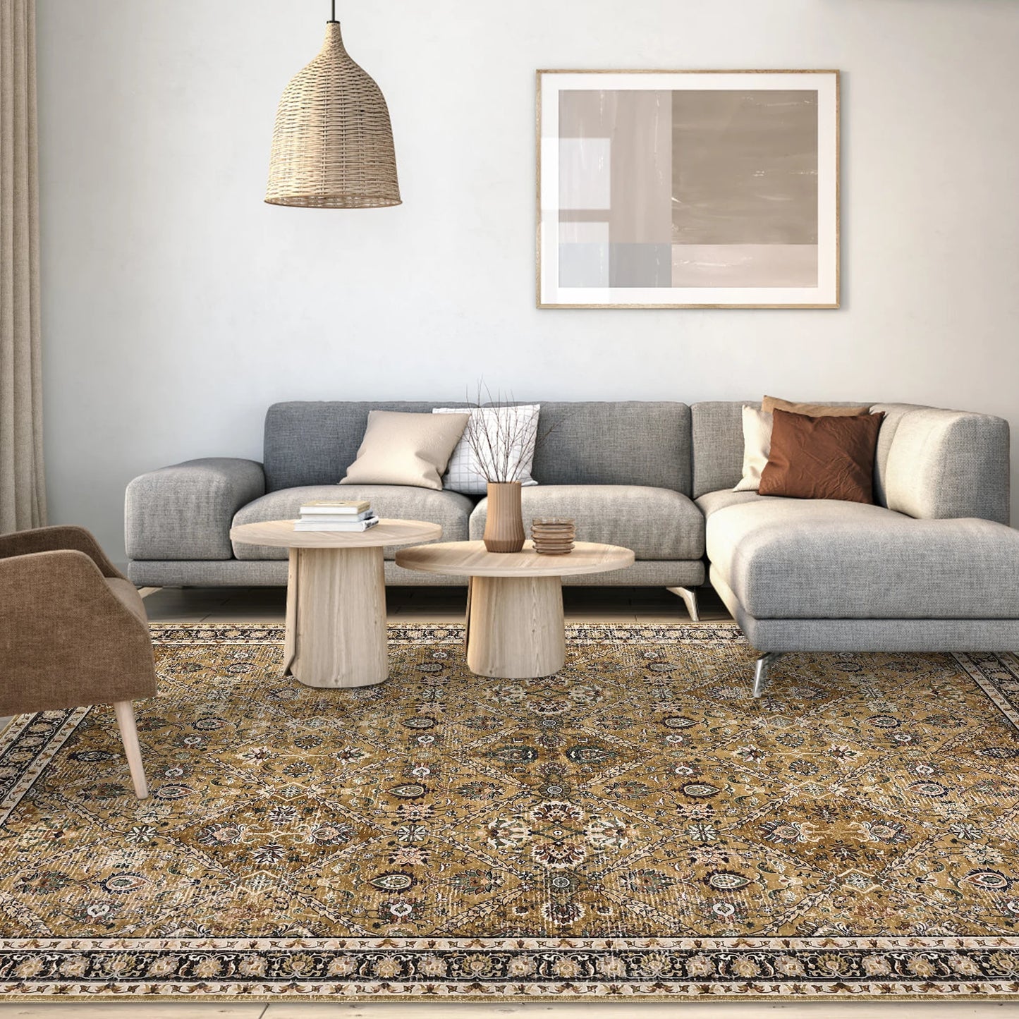 Machine Washable Non Slip Moroccan Trellis Rug For Living Room