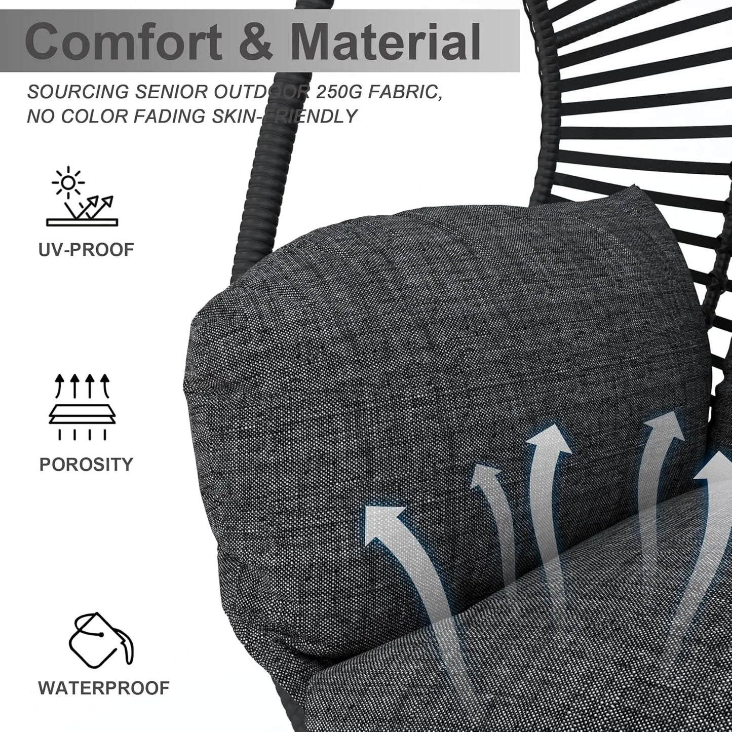 Hanging Egg Swing Chair With Stand All Weather Wicker 400lb