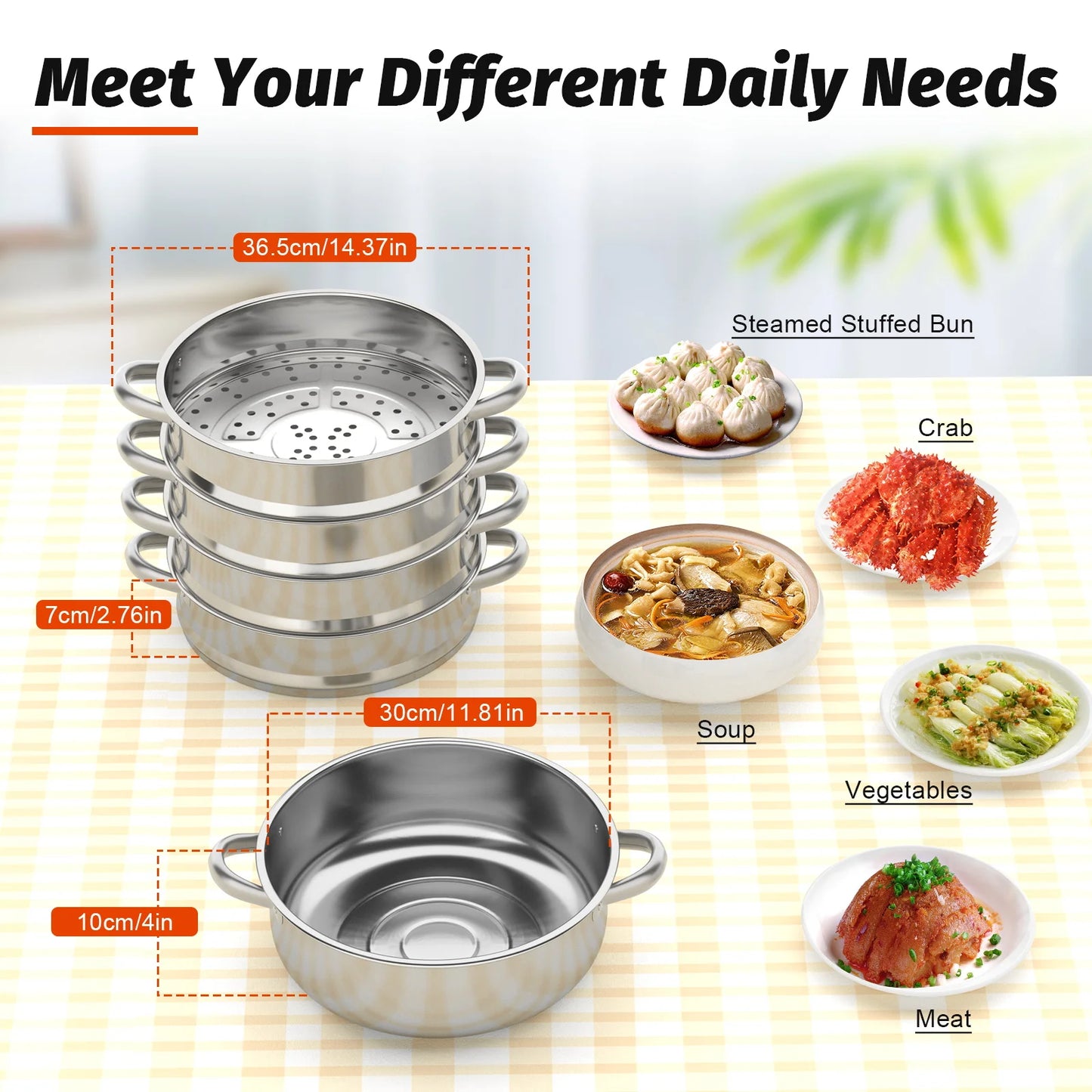 Stainless Steel Steamer Multifunctional Kitchen Appliance Durable And Easy Clean