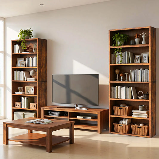 MCQ Wood Shelf Bookcase Open Display Storage For Home