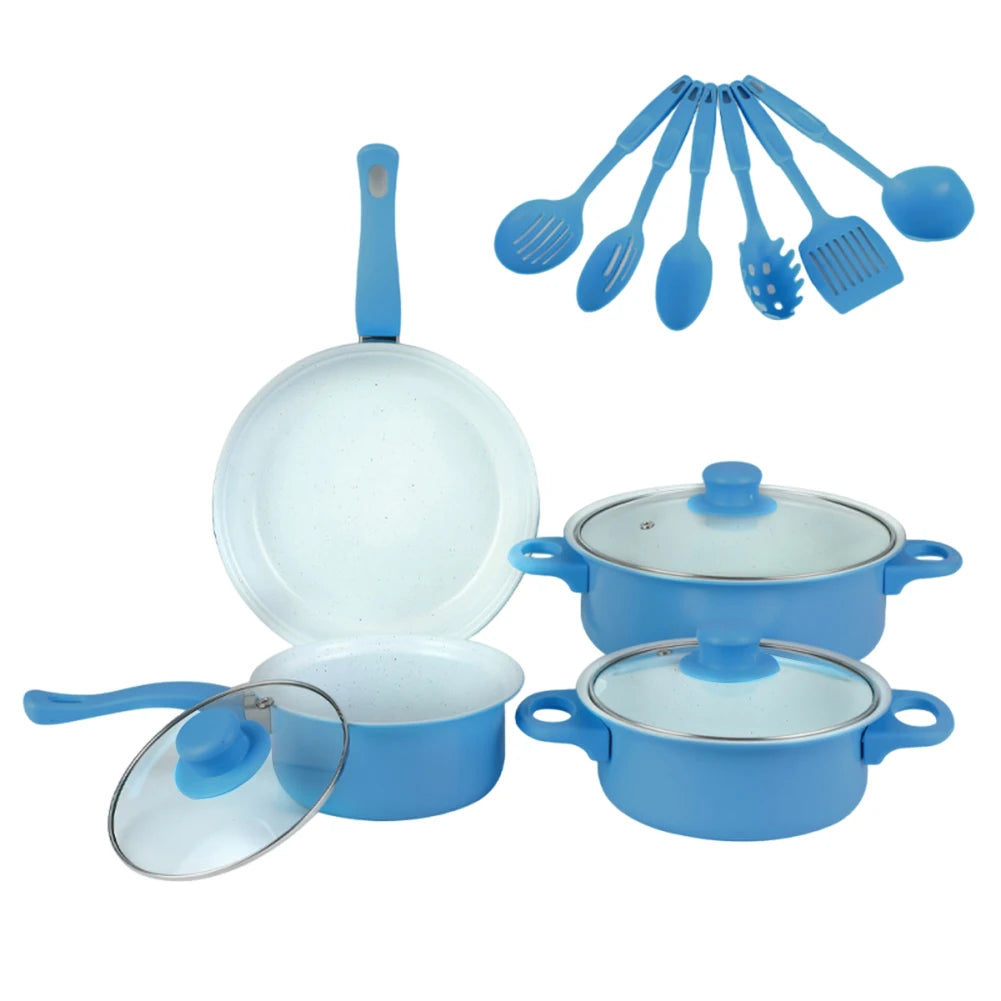 APWIKOGER 12-Piece Maifan Stone Nonstick Frying Pan Set With Lid